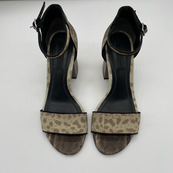 Alexander Wang Abby Animal Print Leather Block Heel Sandals - Natural - 36.5 - Picture 2 of 15